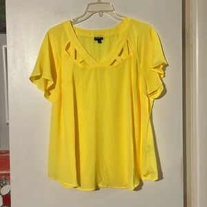 Torrid yellow flutter sleeve flowy chiffon top